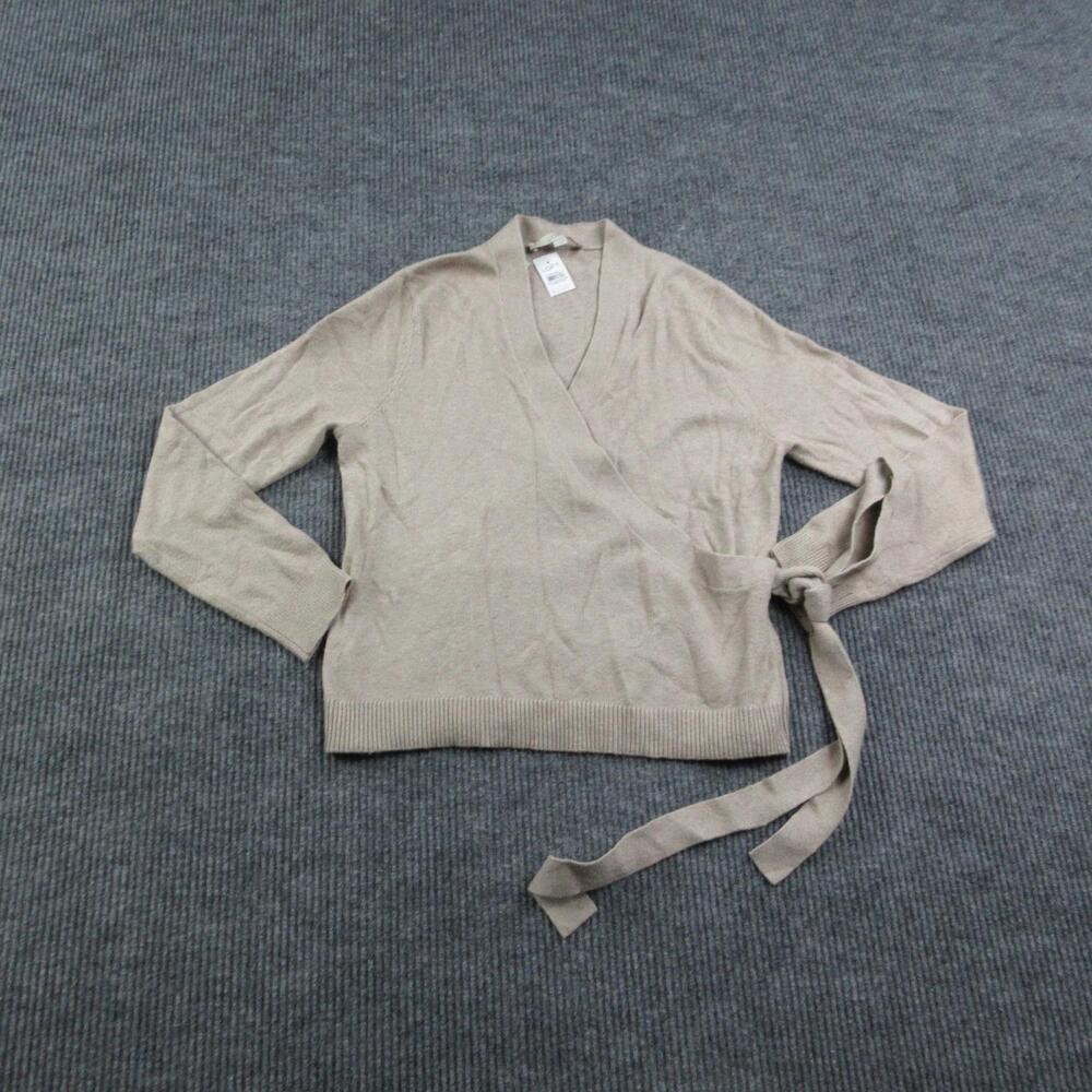 LOFT Sweater Womens L Brown Wrap Belted V-Neck Long Sleeve Lightweight NWT